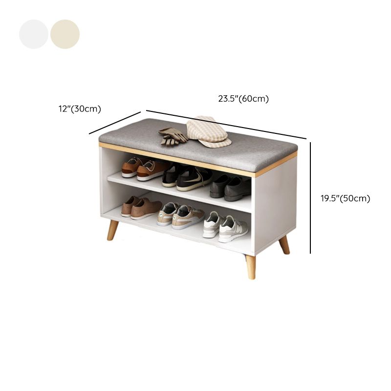 Modern Engineered Wood Shoe Storage Bench with 2 Tiers, Shelf, Gate, Dustproof Cover, and Closed Back