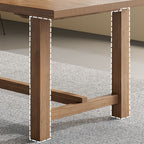 Contemporary Light Brown Solid Wood Kitchen & Dining Table with Trestle Base and Fixed Table for 6-person Seating