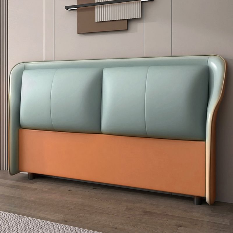 Trendy Wingback Headboard in Natural Wood with No Distressing, Rectangle Shape for Full/Queen Bed, Featuring Sponge Upholstery and Standard Height