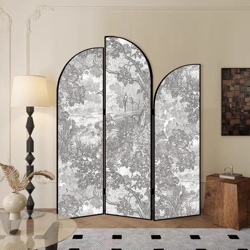 Indoor Opaque Natural Wood Folding Temporary Wall Panels with 3 Panels and Double Sided Print, Self-supporting