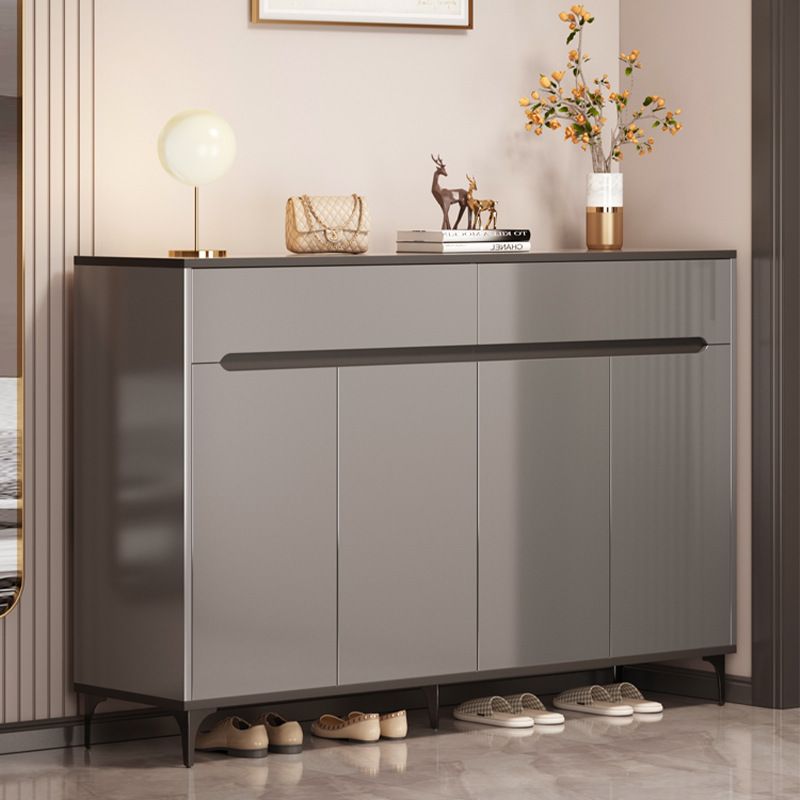 Engineered Wood 5 Tiers Shoe Stack with Shelf, Drawers, Unattached Gate, and Closed Back