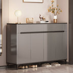 Engineered Wood 5 Tiers Shoe Stack with Shelf, Drawers, Unattached Gate, and Closed Back