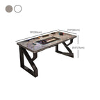 Grey/Chalk Minimalist Gaming Computer Desk with Rust Resistant Trestle Base, Exterior Shelf, Wire Management, and Stone Top