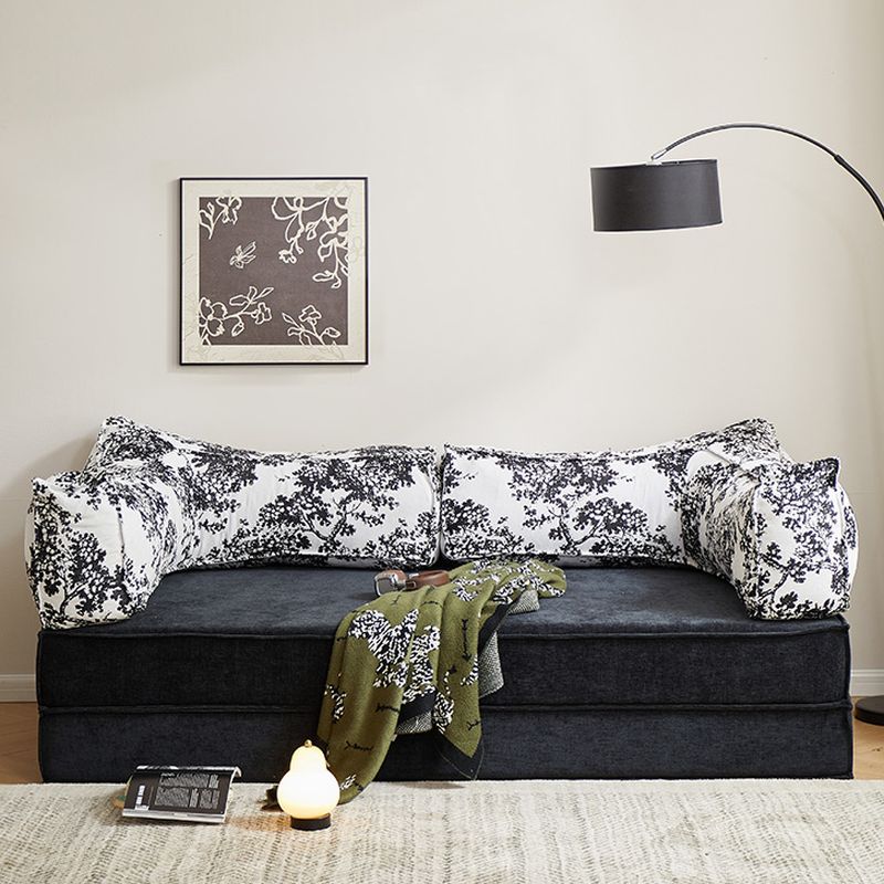 Stain Resistant Ink/Magenta/Olive Green California King Size/Queen Size/Full Size Convertible Futon with Square Arm, Loose Back and Detachable Mattress