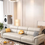 Modish Solid Color Water Resistant Standard Sofa in Off-White, Seats 3/5 Person/4-seater with 3 Pillows