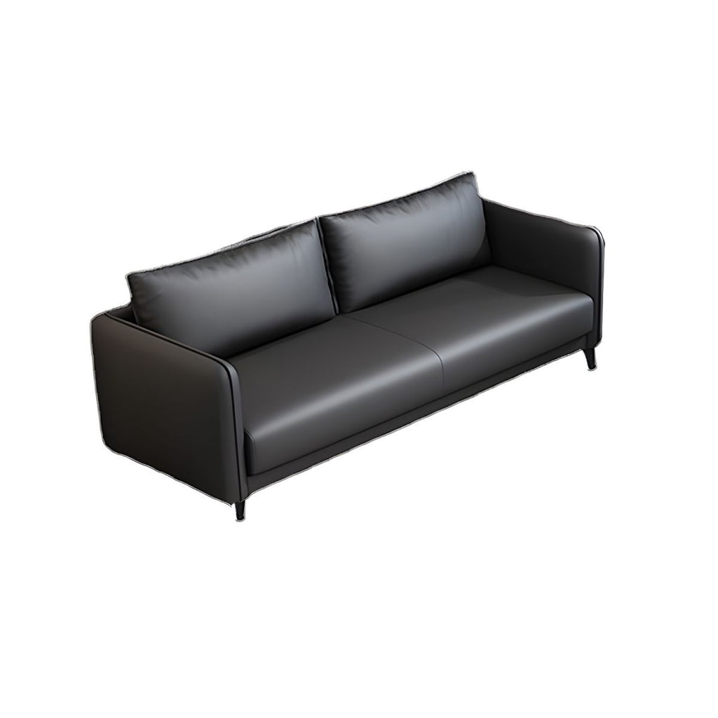 Standard Square Arm Leather Stain Resistant Sofa Couch with Pillows