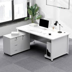 Cocoa/Chalk Rectangular Metal Desk with Warp Resistant Twin Support Base, Cable Management, CPU Storage, and Front Splash