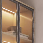 Detached Scratch-immune Accent Cabinet with Glazed Door, Grip Bars, Off White Top, Soft Close Drawer, and Stain Resistant Finish