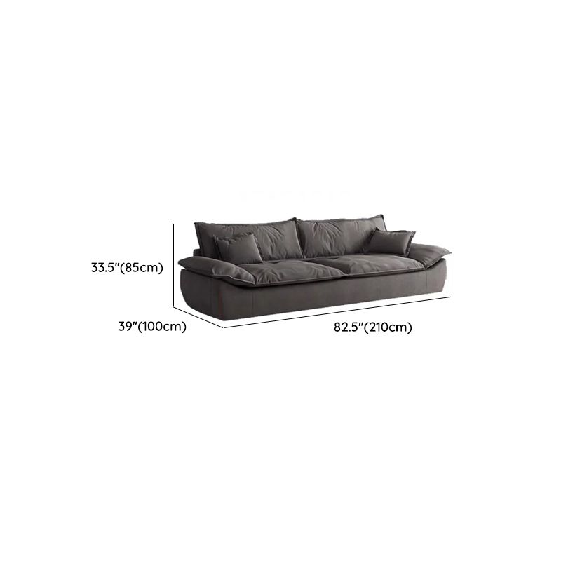Contemporary Modern Solid Color Water Resistant Standard Sofa in Dark Gray with Seating Capacity of 4/3/2-seater and 2 Pillows