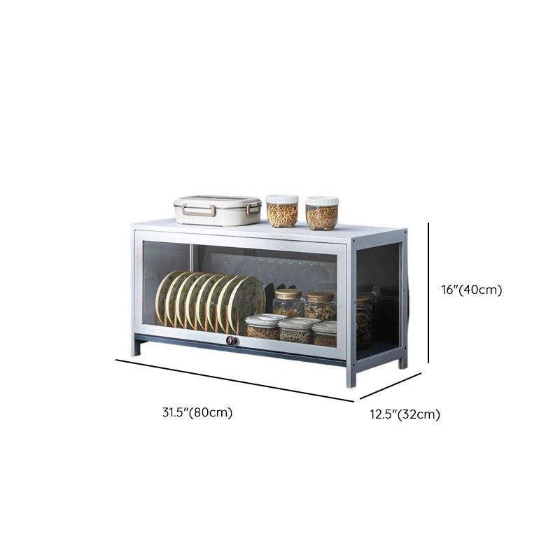 Beige Bambusa Floor Display Stand with Multiple Cabinets (4/3/2), Shelves (4/3/2), and Doors (4/3/2)