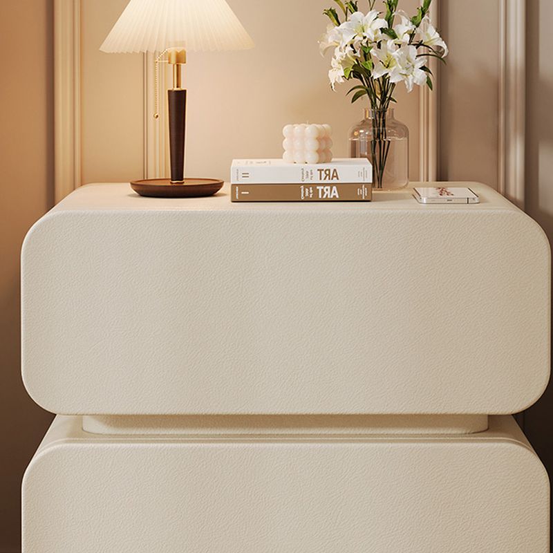 Modish Drawer Storage Bedside Table with 2 Drawers and Pleather Countertop
