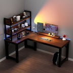 Minimalist L-Shape Gaming Computer Desk with Trestle Base, Independent Structure, Wire Management, and Manufactured Wood Top