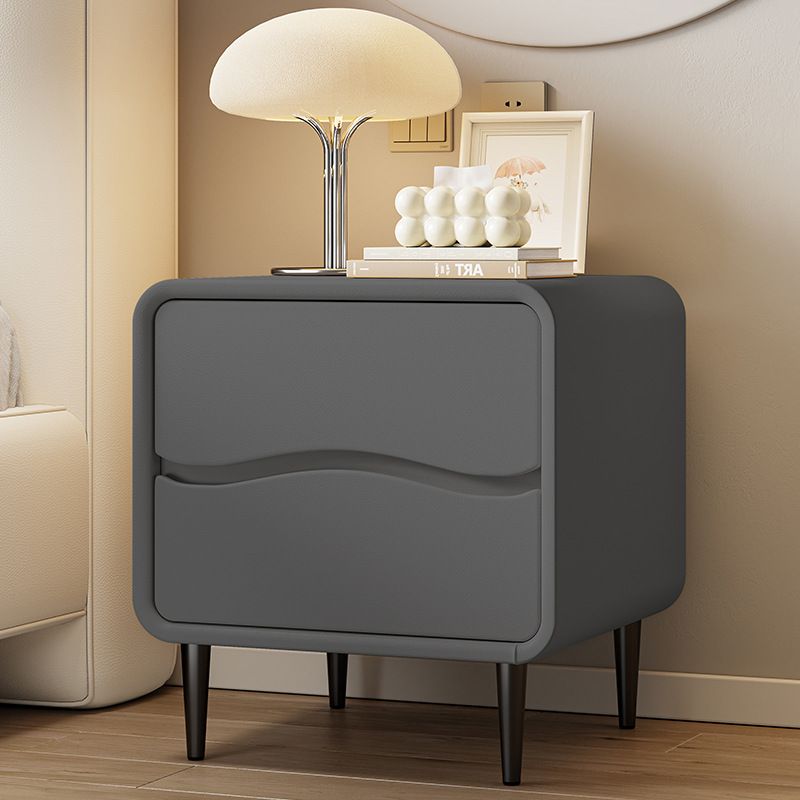 Modish 2 Tiers Nightstand With Drawer Organization and Pleather Countertop
