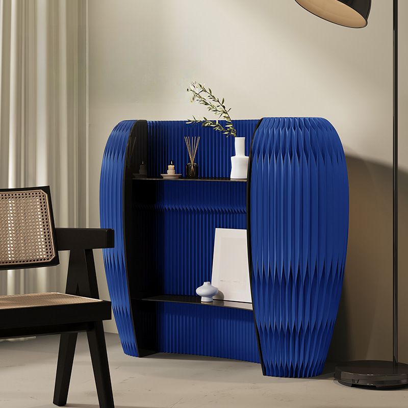 Contemporary Half-circle/Oval Reception Desk with Black/Chalk/Cocoa Acrylic Top