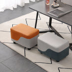 Trendy Rectangular Solid Color Standard Ottoman in Dove Grey/White/Apricot with Lumber Frame