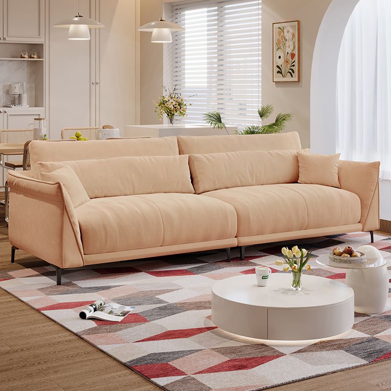 Drawing Room Standard Sofa in Pu Leather/Flannel with Blush/Mocha/Amber Color and Armrest