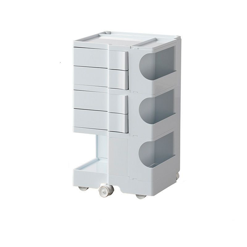 Modern All Ages Use Plastic Utility Cart with Wheels and Shelves