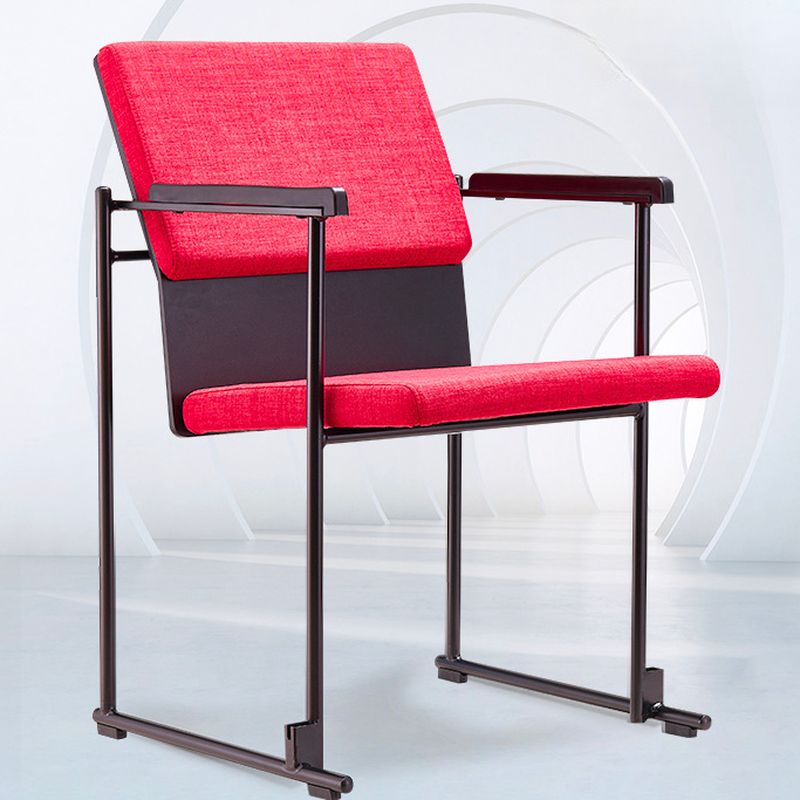 Contemporary Side Chair/Training Chair with Solid Back and Arms, Non-foldable Metal Frame for Tile Flooring