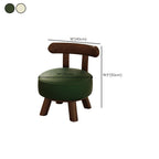 Casual Circular-shaped Solid Color Standard Ottoman in Pleather with Chalk/Jade Green Upholstery