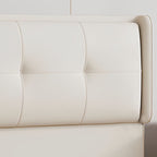 Trendy Wingback Headboard with No Distressing, Piled Tufted Rectangle for Queen/King Bed, Sponge Upholstery Fill, Standard Height