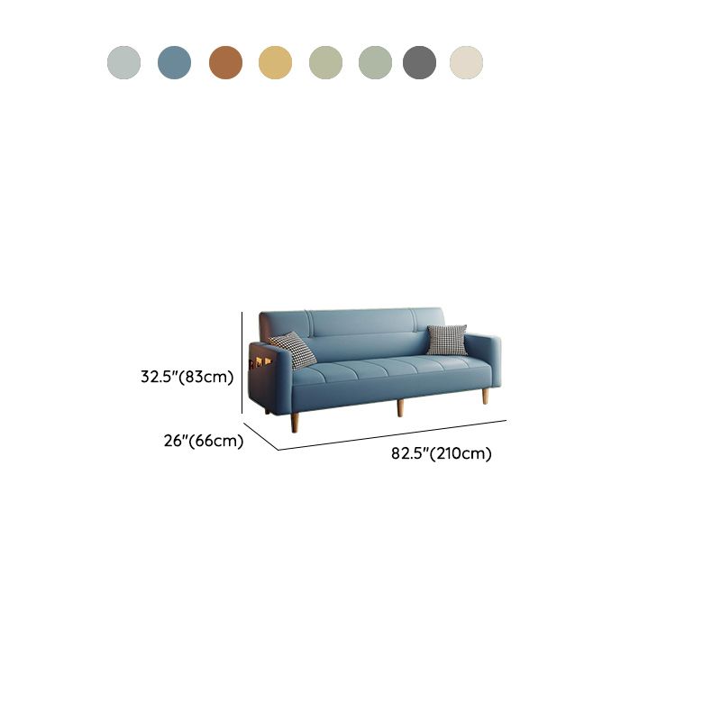 Trendy Water Resistant Convertible Sofa in Grey/Light Green/Off-White with Arm, 4-seater/Seats 3/2 People, Receptacle Storage, and 2 Pillows