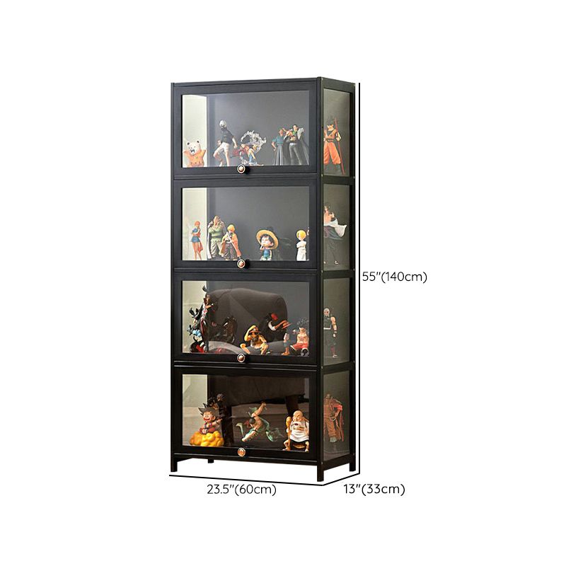 Charcoal Simplistic Bambusa Flooring Curio Cabinet with Sealed Cabinet, 2 Shelves/3 Shelves/4 Shelves, 2 Doors/3 Doors/4 Doors