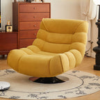 Art Deco Solid Color Side Chair with Sewn Pillow Back in Yellow/Olive/Light Brown, Rotatable and Reclining