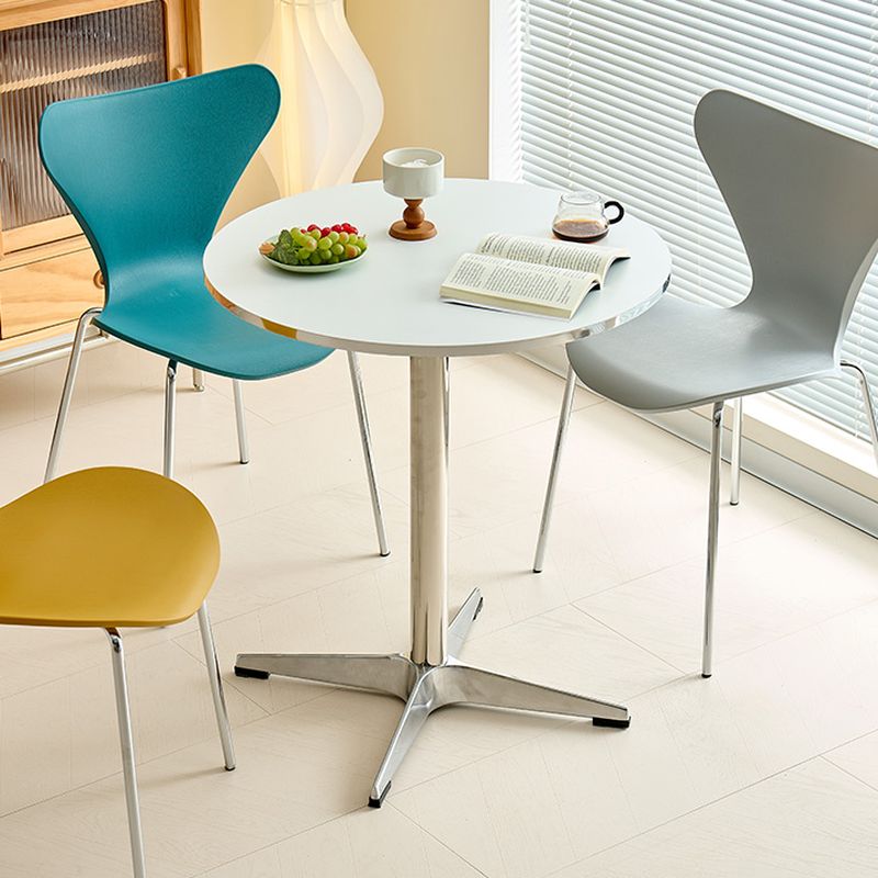 Silver Pedestal Panel Wood Dining Table, Rainproof and Perfect for 2-seater