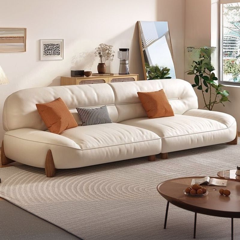 Contemporary Modern Solid Color Water Resistant Standard Sofa/Loveseat/Single Sofa in White with Seating Capacity for 5/3/2 People and 3/2/1 Pillows
