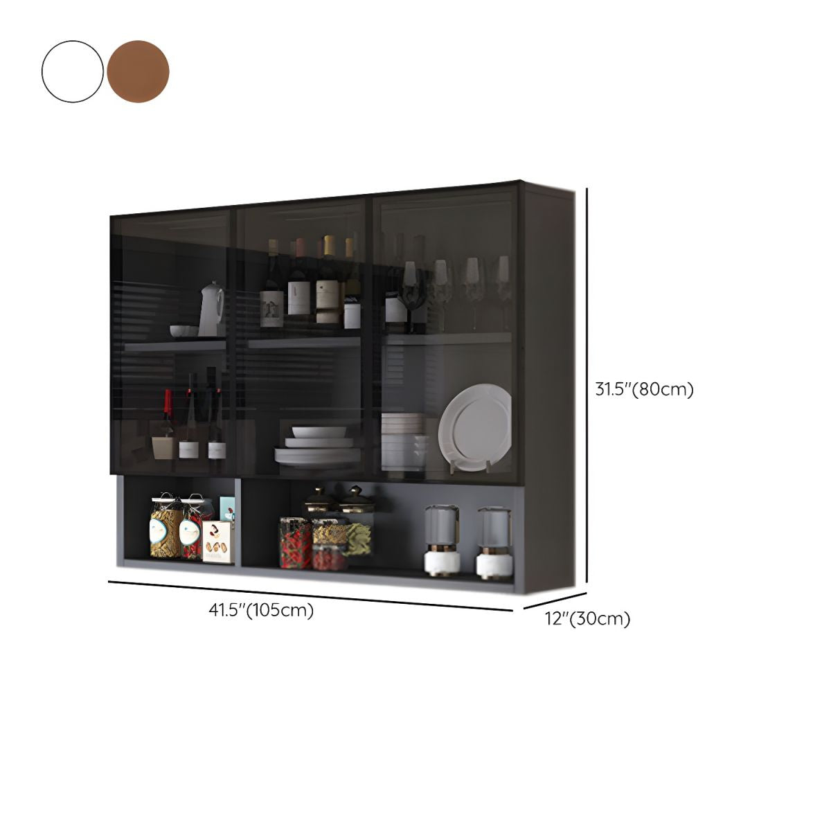 Modern Display Stand Wall Mounted Faux Wood Storage Cabinet for Dining Room
