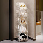 Art Deco Polymerized Material Rectangle Shoe Rack for 1-10 Pairs in Drawing Room with Individual Shoe Cubby Holes