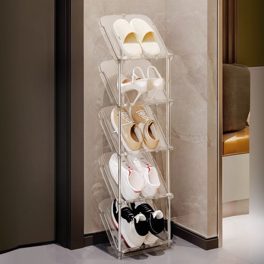 Art Deco Polymerized Material Rectangle Shoe Rack for 1-10 Pairs in Drawing Room with Individual Shoe Cubby Holes