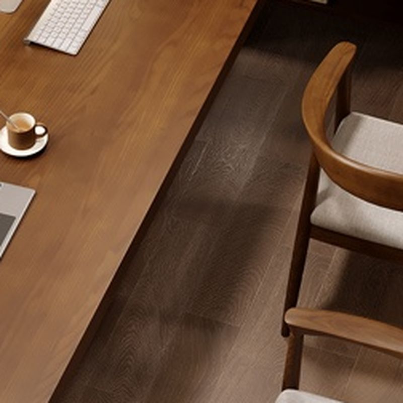 Casual Sepia Writing Desk with Storage and Scratch-proof H-Shape Base Featuring Exterior Shelf and Baffle