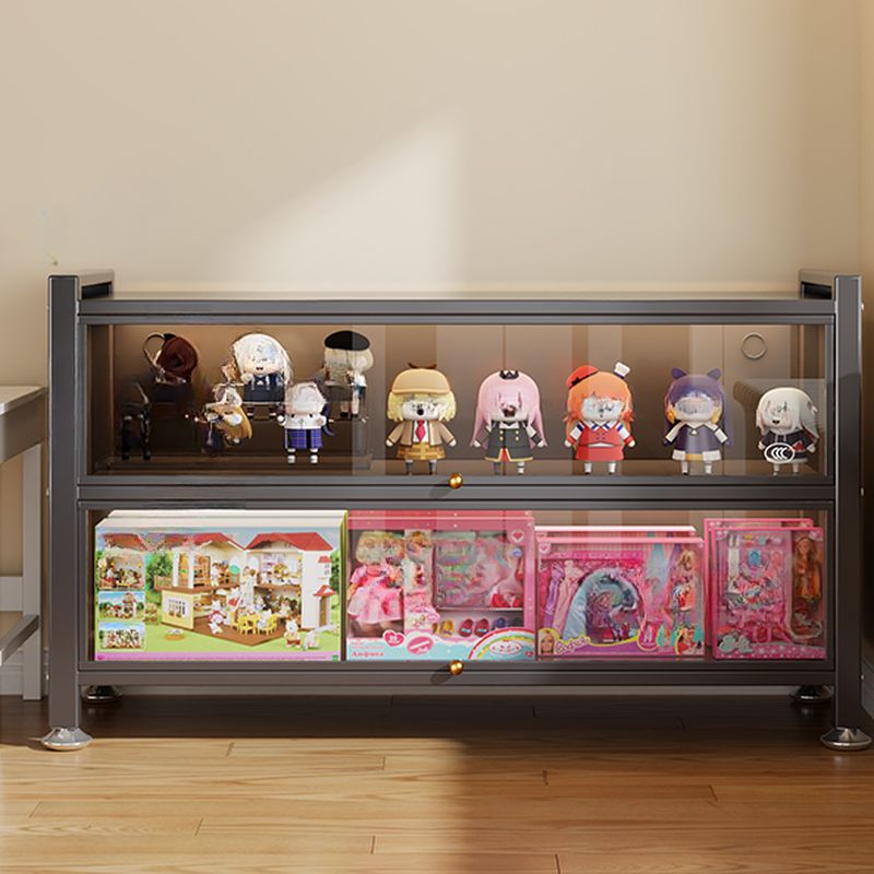 Organizer Shelf with 6-Shelf in Steel, Vertical/Lateral Filing, Transparent Glass Door, Closed Back