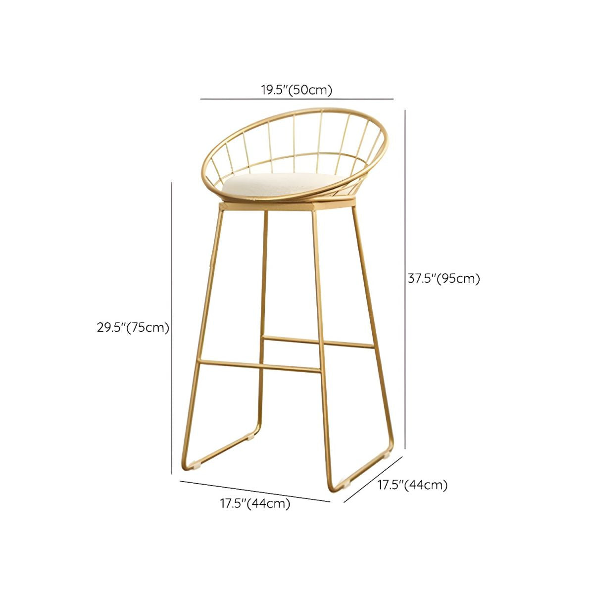 Glam 2-Person Bar Set with Upholstered Gold Chairs, Backrest, and Footrest