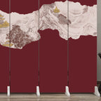 Indoor Opaque Collapsible Room Screen with Pine Wood Frame, 6 Panels, Double Sided Print, and Freestanding Feature