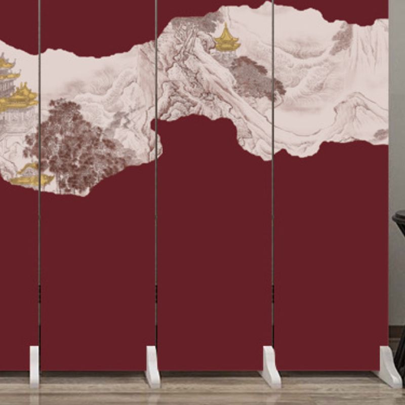 Indoor Opaque Collapsible Room Screen with Pine Wood Frame, 6 Panels, Double Sided Print, and Freestanding Feature