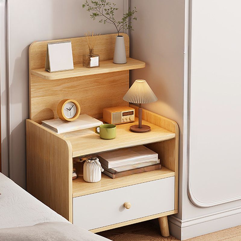 Modish Nightstand With Drawer Organization Featuring 2 Shelves and Composite Wood Countertop