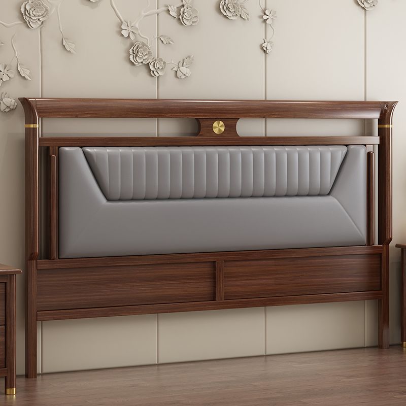 Trendy Panel Headboard in Natural Wood with No Distressing, Rectangle Shape for King/Queen/Full Bed, Featuring Sponge Upholstery and Standard Height