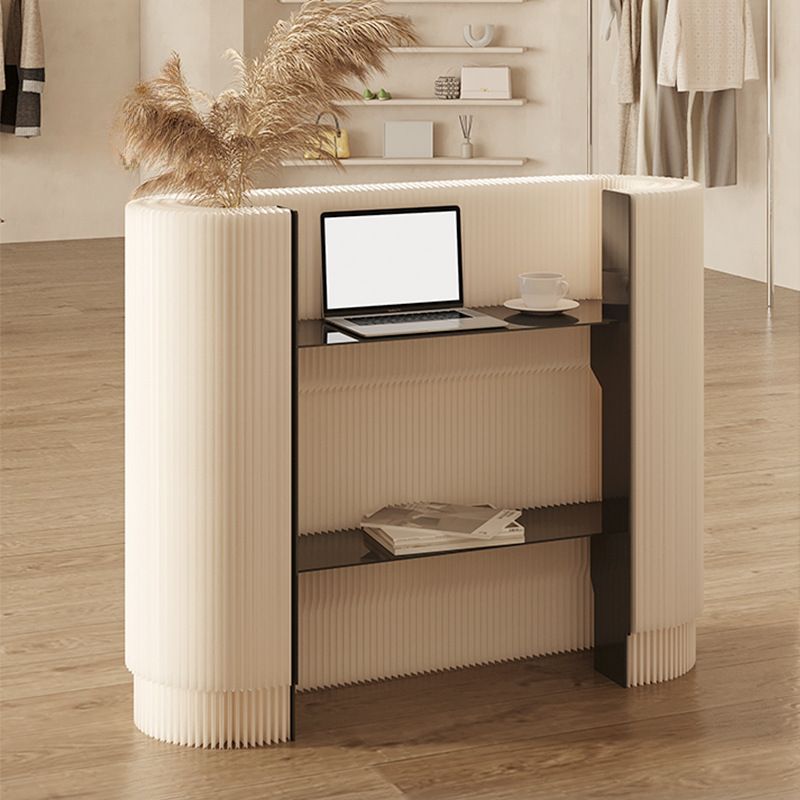 Contemporary Oblong Reception Desk in Ink/Dark Gray Polymerized Material Top