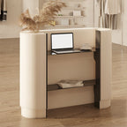 Contemporary Oblong Reception Desk in Ink/Dark Gray Polymerized Material Top