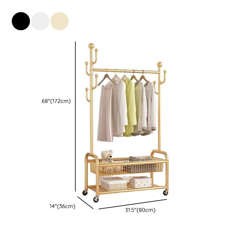 Modern Simple Style/Glam Hall Rack with Receptacle, Steel Frame, 1 Basket, and Shoe Storage