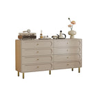 Casual Raw Wood Console Dresser with 8 Drawers in Horizontal Design