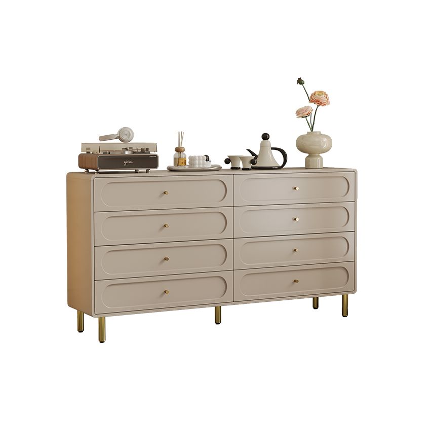 Casual Raw Wood Console Dresser with 8 Drawers in Horizontal Design