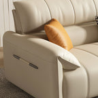 Tear Resistant Standard Sofa/Single Sofa in Full Grain Leather Off-White with 4 Pillows/1 Pillow
