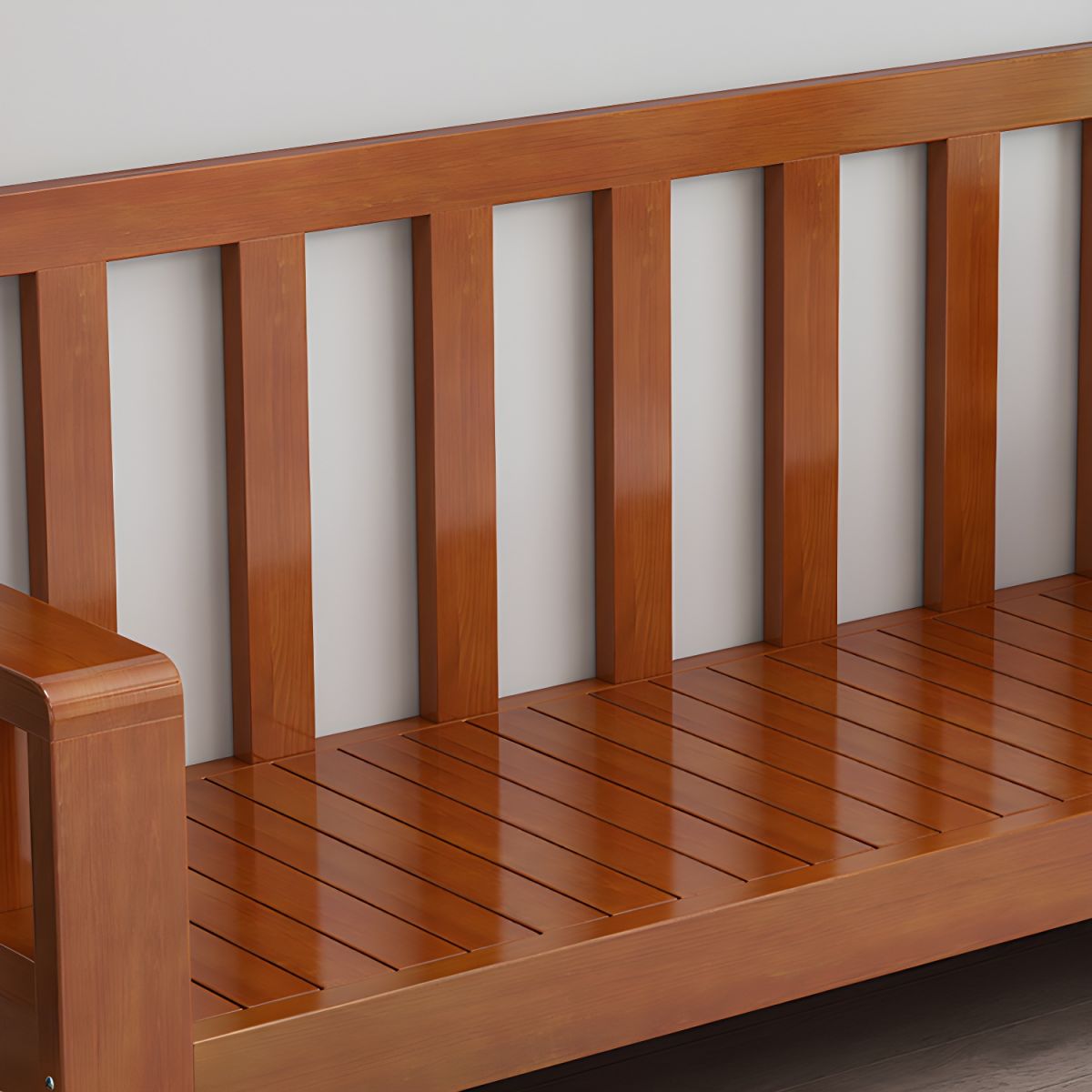 Modern Farmhouse Sofa in Solid Wood with Square Arms for Living Room
