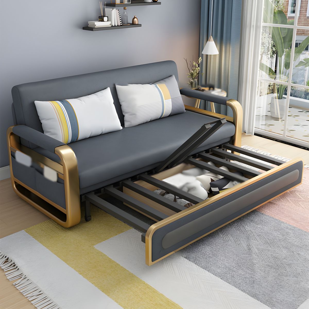 Convertible Futon Sofa Bed Tight Back Faux Leather Settee Loveseat