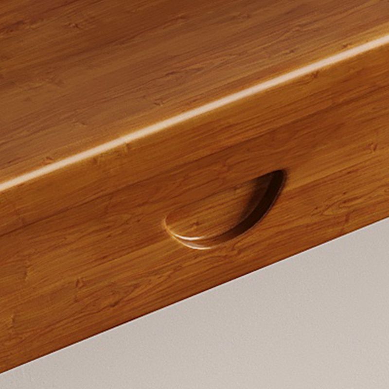 Trendy Rectangular Natural Wood Writing Table with Auburn/Unfinished Color Drawers