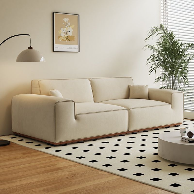 Contemporary Modern Solid Color Scratch-durable Sofa in Flannel with Midnight Black/Gray/Olive Green Upholstery, Seats 5/4/3 with 2 Pillows