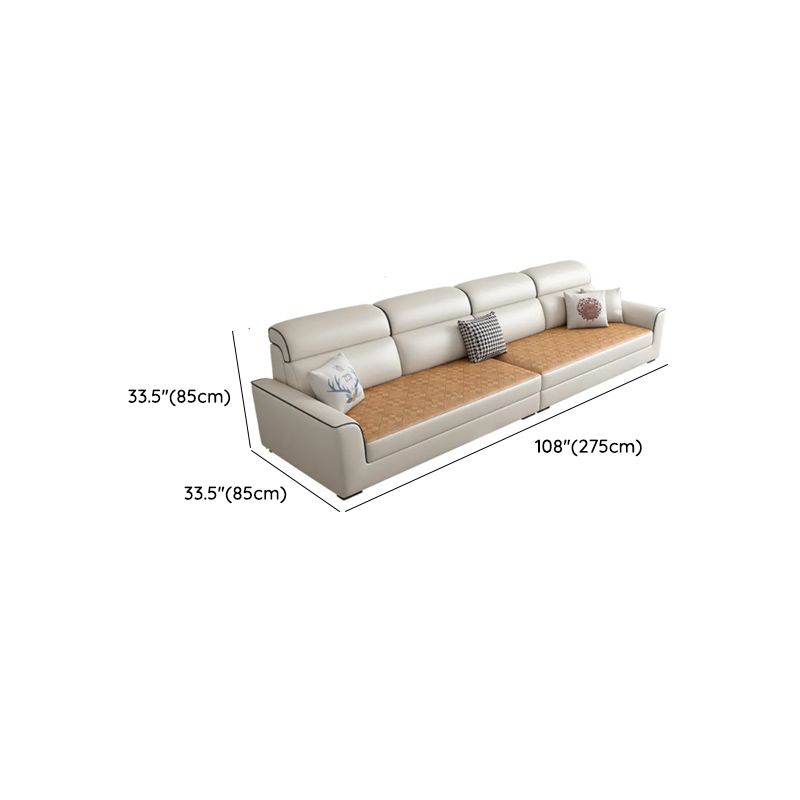 Modish Solid Color Scratch-durable Standard Sofa in Light Yellow with 4/5/3 Pillows, Seats 3/5/4